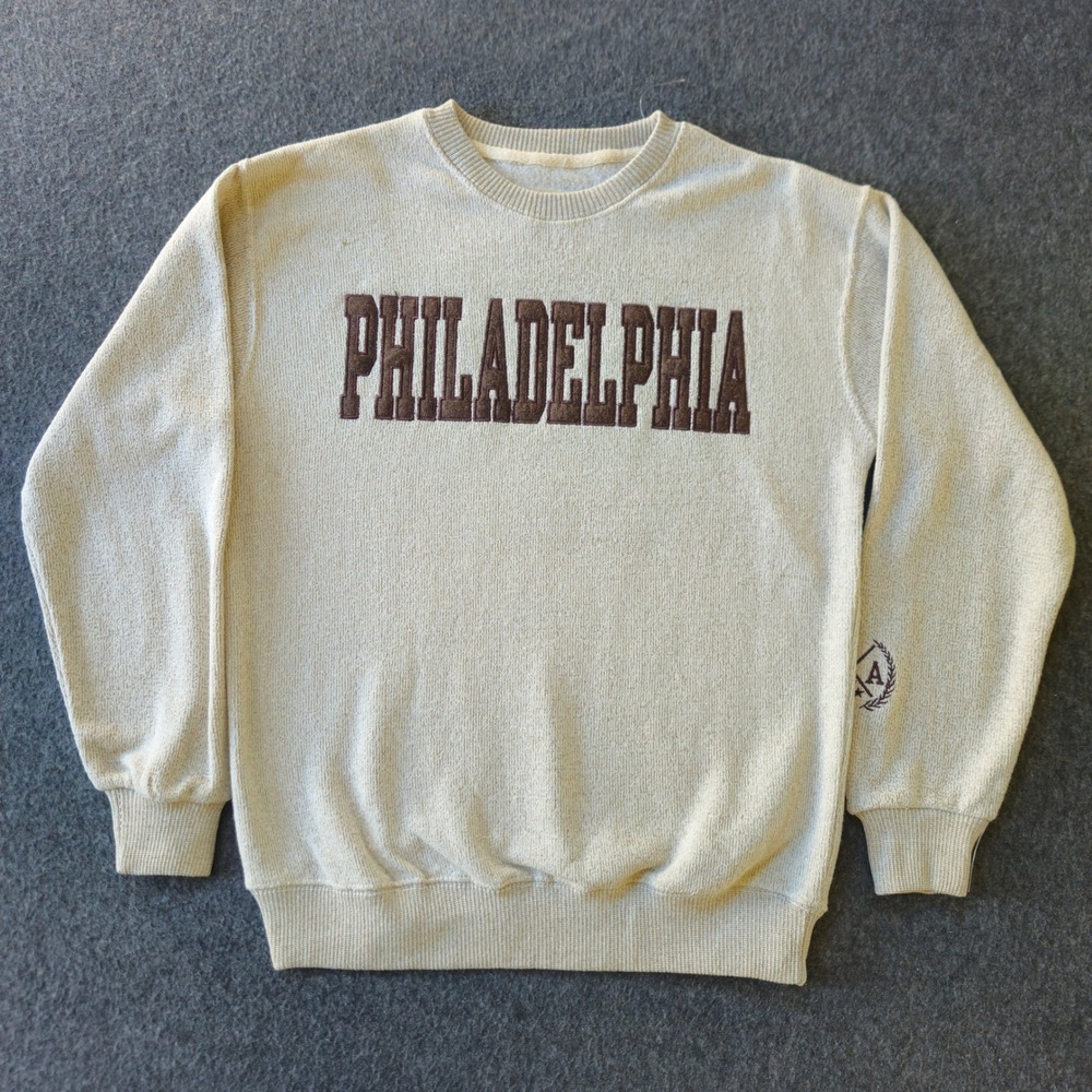 New York Popular Sweatshirt Mens M Oat Philadelphia Crew Neck EUC Streetwear